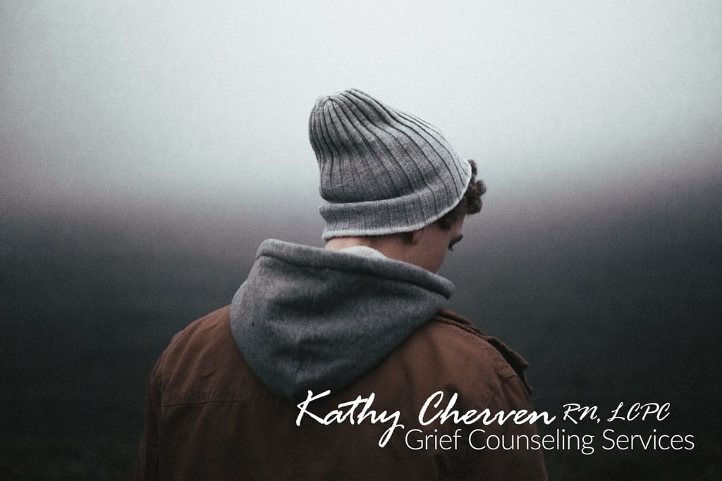 Person in fog, Grief Counseling advertisement